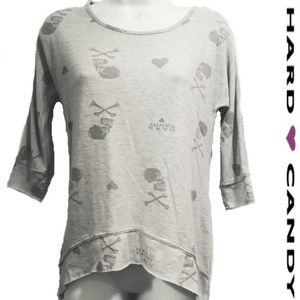 Hard Candy Grey Scoop Bottom Skull Tee